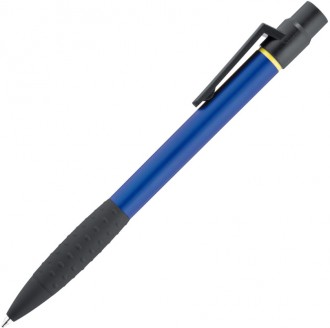 Długopis plastikowy z żółtym zakreślaczem