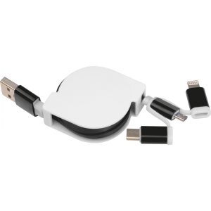 Kabel do ładowania z 3 wtyczkami rozwijany
