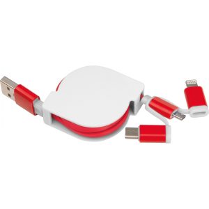 Kabel do ładowania z 3 wtyczkami rozwijany