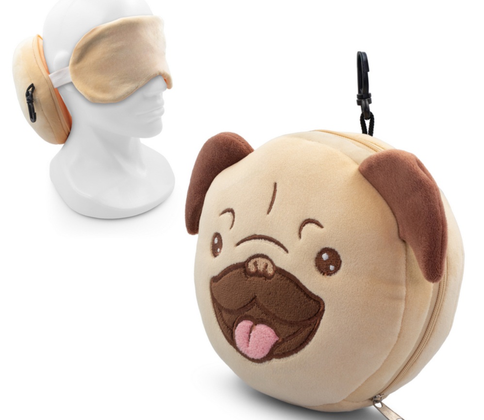 Poduszka podróżna, maska na oczy pies