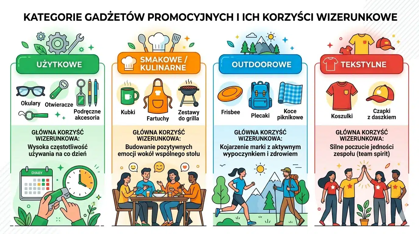 Kategorie gadżetów promocyjnych i ich korzyści wizerunkowe